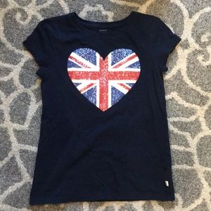 Gap kids L girls tee with Union Jack sequins